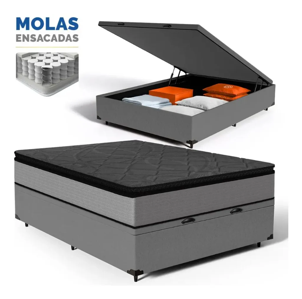 Cama box baú casal para quarto pequeno: 6 Modelos que unem conforto e organização 7 cama box baú casal para quarto pequeno
