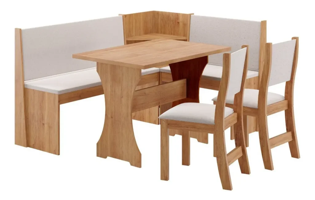 1. Conjunto canto alemao Epic Iza Viero Moderno 2 Cadeiras MDF 2